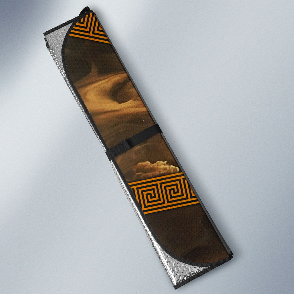 Zeus Greek Mythology King Of Gods Auto Sun Shade Gold Meander Pattern Lightning Bolt Mythological