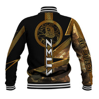 Zeus Greek Mythology King Of Gods Baseball Jacket Gold Meander Pattern Lightning Bolt Mythological