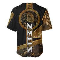 Zeus Greek Mythology King Of Gods Baseball Jersey Gold Meander Pattern Lightning Bolt Mythological