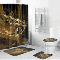 Zeus Greek Mythology King Of Gods Bathroom Set Gold Meander Pattern Lightning Bolt Mythological