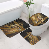 Zeus Greek Mythology King Of Gods Bathroom Set Gold Meander Pattern Lightning Bolt Mythological