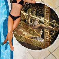 Zeus Greek Mythology King Of Gods Beach Blanket Gold Meander Pattern Lightning Bolt Mythological
