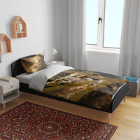 Zeus Greek Mythology King Of Gods Bedding Set Gold Meander Pattern Lightning Bolt Mythological