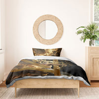 Zeus Greek Mythology King Of Gods Bedding Set Gold Meander Pattern Lightning Bolt Mythological