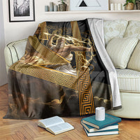 Zeus Greek Mythology King Of Gods Blanket Gold Meander Pattern Lightning Bolt Mythological