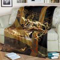 Zeus Greek Mythology King Of Gods Blanket Gold Meander Pattern Lightning Bolt Mythological