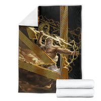 Zeus Greek Mythology King Of Gods Blanket Gold Meander Pattern Lightning Bolt Mythological