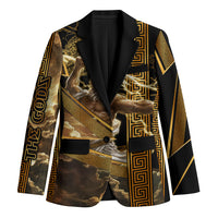 Zeus Greek Mythology King Of Gods Blazer Gold Meander Pattern Lightning Bolt Mythological