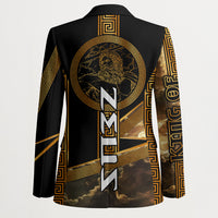 Zeus Greek Mythology King Of Gods Blazer Gold Meander Pattern Lightning Bolt Mythological