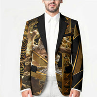 Zeus Greek Mythology King Of Gods Blazer Gold Meander Pattern Lightning Bolt Mythological