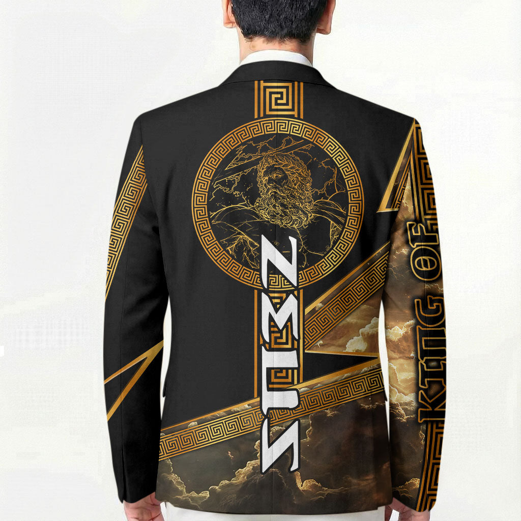 Zeus Greek Mythology King Of Gods Blazer Gold Meander Pattern Lightning Bolt Mythological