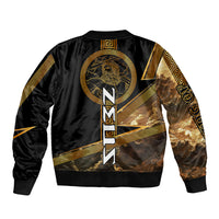 Zeus Greek Mythology King Of Gods Bomber Jacket Gold Meander Pattern Lightning Bolt Mythological