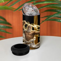 Zeus Greek Mythology King Of Gods 4 in 1 Can Cooler Tumbler Gold Meander Pattern Lightning Bolt Mythological
