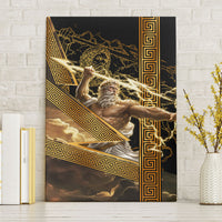 Zeus Greek Mythology King Of Gods Canvas Wall Art Gold Meander Pattern Lightning Bolt Mythological