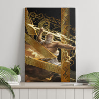 Zeus Greek Mythology King Of Gods Canvas Wall Art Gold Meander Pattern Lightning Bolt Mythological
