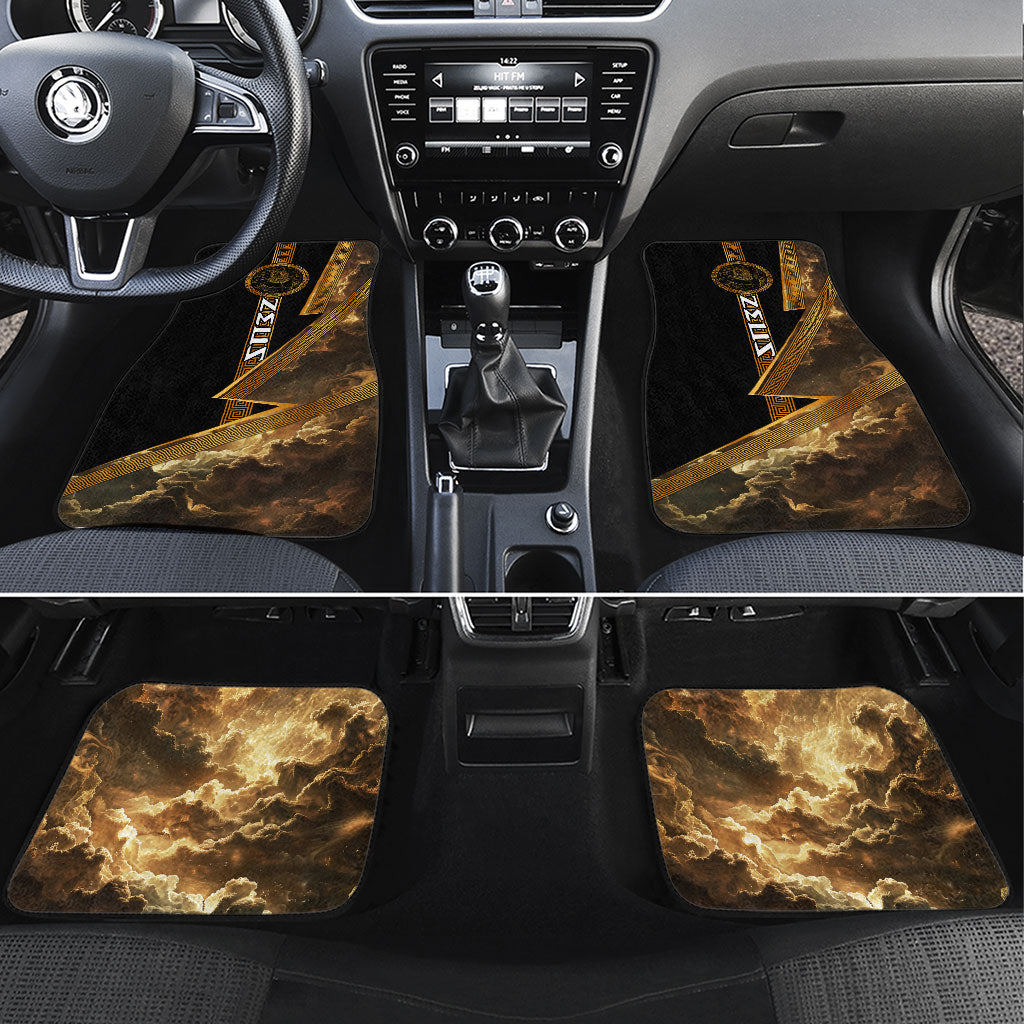 Zeus Greek Mythology King Of Gods Car Mats Gold Meander Pattern Lightning Bolt Mythological