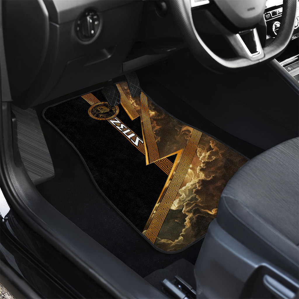 Zeus Greek Mythology King Of Gods Car Mats Gold Meander Pattern Lightning Bolt Mythological