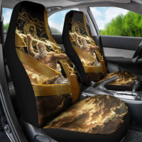 Zeus Greek Mythology King Of Gods Car Seat Cover Gold Meander Pattern Lightning Bolt Mythological
