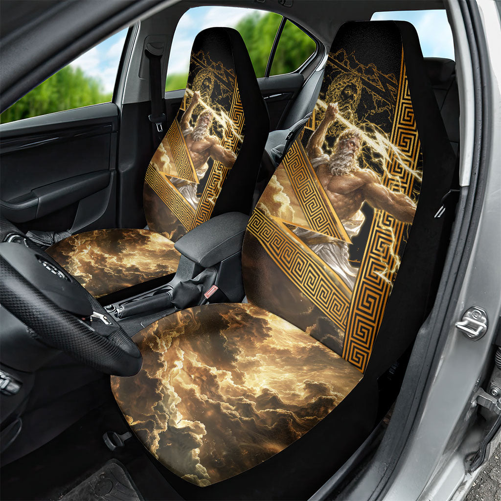 Zeus Greek Mythology King Of Gods Car Seat Cover Gold Meander Pattern Lightning Bolt Mythological