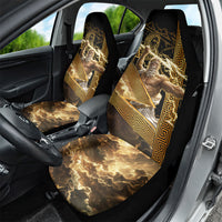 Zeus Greek Mythology King Of Gods Car Seat Cover Gold Meander Pattern Lightning Bolt Mythological