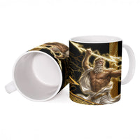 Zeus Greek Mythology King Of Gods Ceramic Mug Gold Meander Pattern Lightning Bolt Mythological