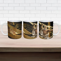 Zeus Greek Mythology King Of Gods Ceramic Mug Gold Meander Pattern Lightning Bolt Mythological