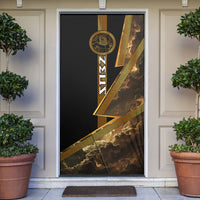 Zeus Greek Mythology King Of Gods Door Cover Gold Meander Pattern Lightning Bolt Mythological