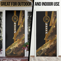 Zeus Greek Mythology King Of Gods Door Cover Gold Meander Pattern Lightning Bolt Mythological