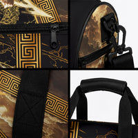Zeus Greek Mythology King Of Gods Duffle Bag Gold Meander Pattern Lightning Bolt Mythological