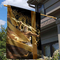 Zeus Greek Mythology King Of Gods Garden Flag Gold Meander Pattern Lightning Bolt Mythological