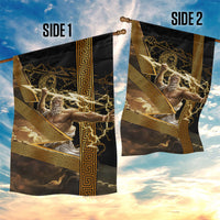 Zeus Greek Mythology King Of Gods Garden Flag Gold Meander Pattern Lightning Bolt Mythological