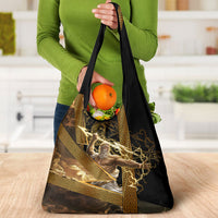 Zeus Greek Mythology King Of Gods Grocery Bag Gold Meander Pattern Lightning Bolt Mythological