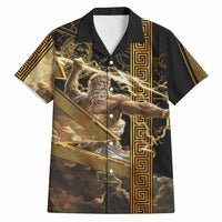 Zeus Greek Mythology King Of Gods Hawaiian Shirt Gold Meander Pattern Lightning Bolt Mythological