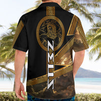 Zeus Greek Mythology King Of Gods Hawaiian Shirt Gold Meander Pattern Lightning Bolt Mythological
