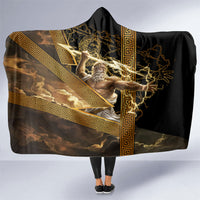 Zeus Greek Mythology King Of Gods Hooded Blanket Gold Meander Pattern Lightning Bolt Mythological