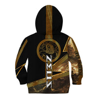Zeus Greek Mythology King Of Gods Kid Hoodie Gold Meander Pattern Lightning Bolt Mythological