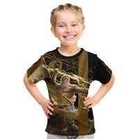 Zeus Greek Mythology King Of Gods Kid T Shirt Gold Meander Pattern Lightning Bolt Mythological