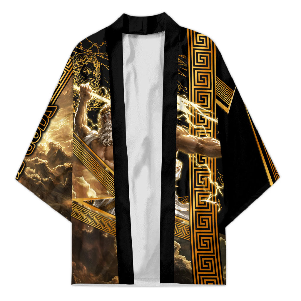 Zeus Greek Mythology King Of Gods Kimono Gold Meander Pattern Lightning Bolt Mythological
