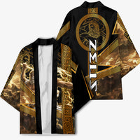 Zeus Greek Mythology King Of Gods Kimono Gold Meander Pattern Lightning Bolt Mythological