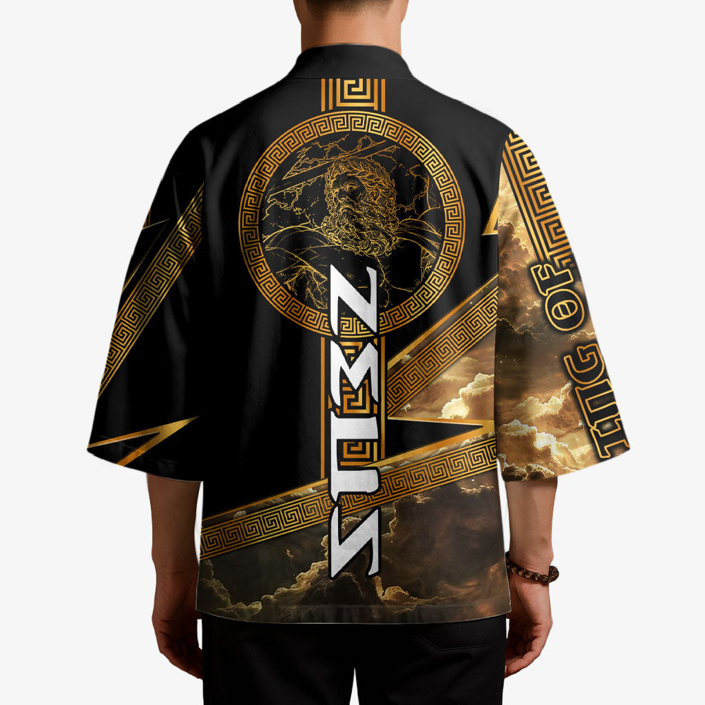 Zeus Greek Mythology King Of Gods Kimono Gold Meander Pattern Lightning Bolt Mythological