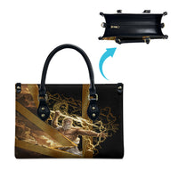 Zeus Greek Mythology King Of Gods Leather Bag Gold Meander Pattern Lightning Bolt Mythological