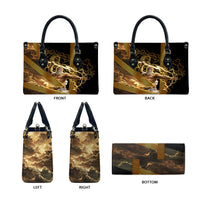 Zeus Greek Mythology King Of Gods Leather Bag Gold Meander Pattern Lightning Bolt Mythological