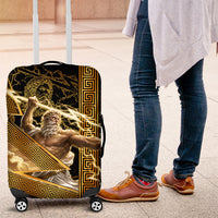 Zeus Greek Mythology King Of Gods Luggage Cover Gold Meander Pattern Lightning Bolt Mythological