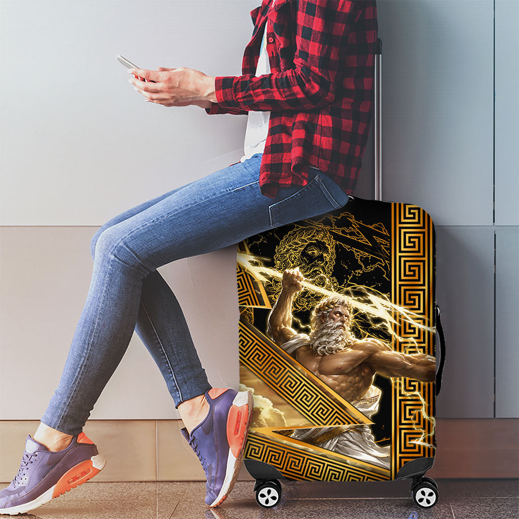 Zeus Greek Mythology King Of Gods Luggage Cover Gold Meander Pattern Lightning Bolt Mythological