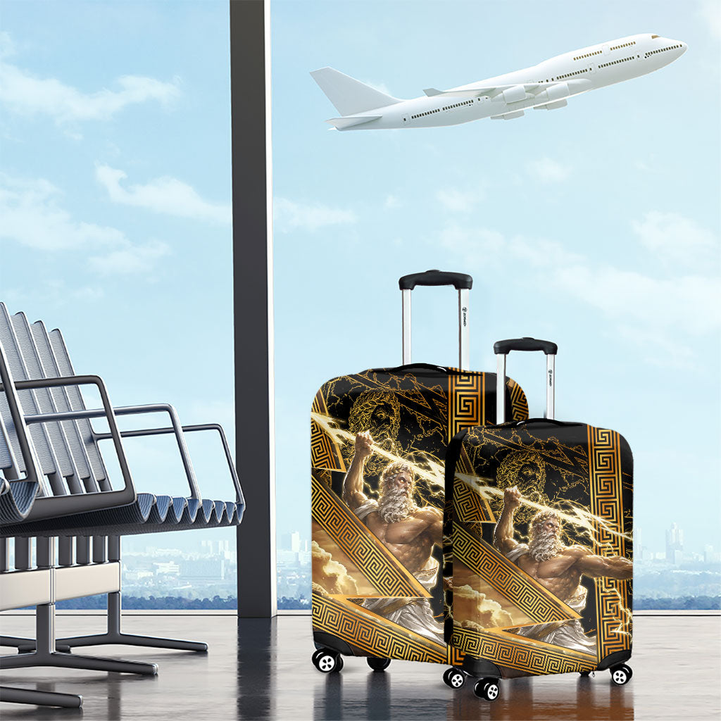 Zeus Greek Mythology King Of Gods Luggage Cover Gold Meander Pattern Lightning Bolt Mythological