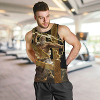 Zeus Greek Mythology King Of Gods Men Tank Top Gold Meander Pattern Lightning Bolt Mythological