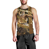 Zeus Greek Mythology King Of Gods Men Tank Top Gold Meander Pattern Lightning Bolt Mythological