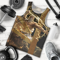 Zeus Greek Mythology King Of Gods Men Tank Top Gold Meander Pattern Lightning Bolt Mythological