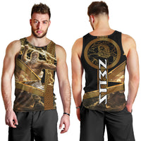 Zeus Greek Mythology King Of Gods Men Tank Top Gold Meander Pattern Lightning Bolt Mythological