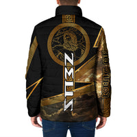 Zeus Greek Mythology King Of Gods Padded Jacket Gold Meander Pattern Lightning Bolt Mythological